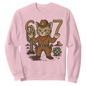 Funny Cowcat Six Seven Meme Sweatshirt Gen Alpha 67 Trend Gift TS12 Light Pink Print Your Wear