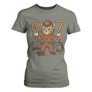 Funny Cowcat Six Seven Meme T Shirt For Women Gen Alpha 67 Trend Gift TS12 Military Green Print Your Wear