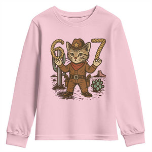 Funny Cowcat Six Seven Meme Youth Sweatshirt Gen Alpha 67 Trend Gift TS12 Light Pink Print Your Wear