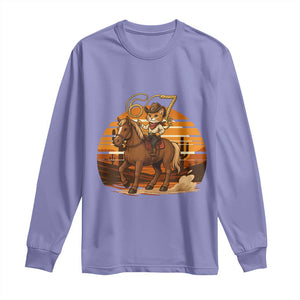 Funny Cowcat Six Seven Meme Long Sleeve Shirt Western 67 Trend Gift TS12 Violet Print Your Wear