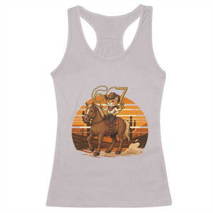 Funny Cowcat Six Seven Meme Racerback Tank Top Western 67 Trend Gift TS12 Ice Gray Print Your Wear