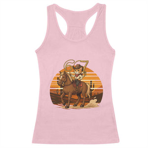Funny Cowcat Six Seven Meme Racerback Tank Top Western 67 Trend Gift TS12 Light Pink Print Your Wear