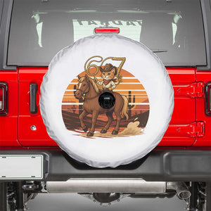 Funny Cowcat Six Seven Meme Spare Tire Cover Western 67 Trend Gift TS12 White Print Your Wear
