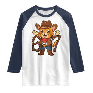 Funny Six Seven Meme Cowcat Raglan Shirt Gen Alpha Slang Gift TS12 White Navy Print Your Wear