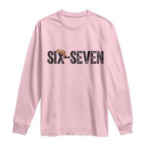 Six Seven Meme Gen Alpha Cowboy Hat Long Sleeve Shirt Funny Western Gift TS12 Light Pink Print Your Wear