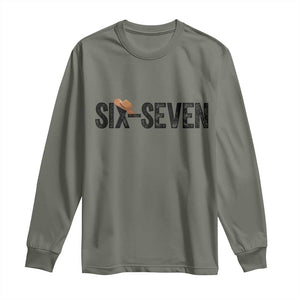 Six Seven Meme Gen Alpha Cowboy Hat Long Sleeve Shirt Funny Western Gift TS12 Military Green Print Your Wear