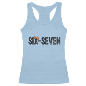 Six Seven Meme Gen Alpha Cowboy Hat Racerback Tank Top Funny Western Gift TS12 Light Blue Print Your Wear
