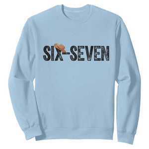 Six Seven Meme Gen Alpha Cowboy Hat Sweatshirt Funny Western Gift TS12 Light Blue Print Your Wear