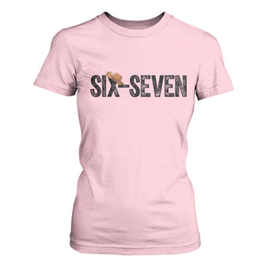 Six Seven Meme Gen Alpha Cowboy Hat T Shirt For Women Funny Western Gift TS12 Light Pink Print Your Wear