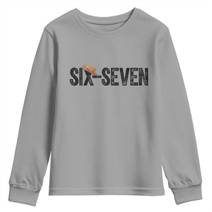 Six Seven Meme Gen Alpha Cowboy Hat Youth Sweatshirt Funny Western Gift TS12 Sport Gray Print Your Wear