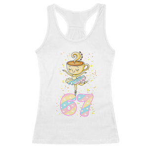 Funny Ballerina Cappuccina Ballet Six Seven Racerback Tank Top Brainrot Meme Pastel Gift TS12 White Print Your Wear