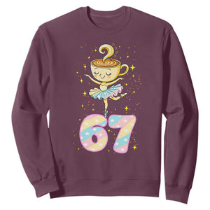 Funny Ballerina Cappuccina Ballet Six Seven Sweatshirt Brainrot Meme Pastel Gift TS12 Maroon Print Your Wear
