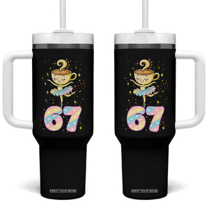 Funny Ballerina Cappuccina Ballet Six Seven Tumbler With Handle Brainrot Meme Pastel Gift TS12 One Size: 40 oz Black Print Your Wear