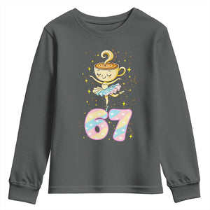 Funny Ballerina Cappuccina Ballet Six Seven Youth Sweatshirt Brainrot Meme Pastel Gift TS12 Dark Heather Print Your Wear