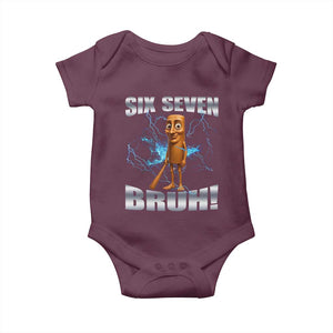 Tung Tung Sahur Six Seven Meme Baby Onesie Funny 67 Gen Alpha Gift TS12 Maroon Print Your Wear