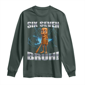 Tung Tung Sahur Six Seven Meme Long Sleeve Shirt Funny 67 Gen Alpha Gift TS12 Dark Forest Green Print Your Wear
