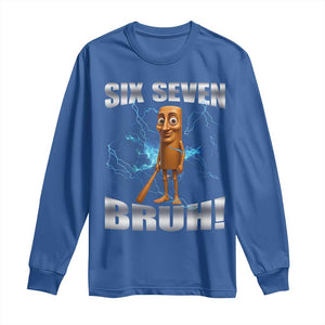 Tung Tung Sahur Six Seven Meme Long Sleeve Shirt Funny 67 Gen Alpha Gift TS12 Royal Blue Print Your Wear