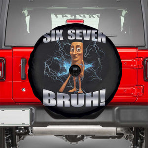Tung Tung Sahur Six Seven Meme Spare Tire Cover Funny 67 Gen Alpha Gift TS12 Black Print Your Wear