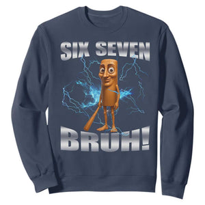 Tung Tung Sahur Six Seven Meme Sweatshirt Funny 67 Gen Alpha Gift TS12 Navy Print Your Wear