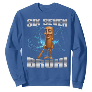 Tung Tung Sahur Six Seven Meme Sweatshirt Funny 67 Gen Alpha Gift TS12 Royal Blue Print Your Wear