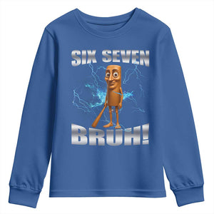 Tung Tung Sahur Six Seven Meme Youth Sweatshirt Funny 67 Gen Alpha Gift TS12 Royal Blue Print Your Wear