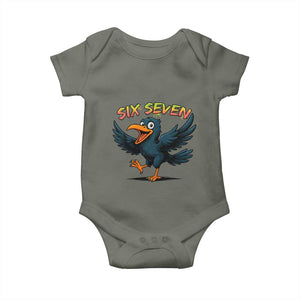 Funny Raven Six Seven Meme Trending Gift Baby Onesie TS12 Military Green Print Your Wear