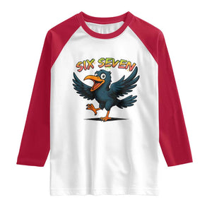 Funny Raven Six Seven Meme Trending Gift Raglan Shirt TS12 White Red Print Your Wear