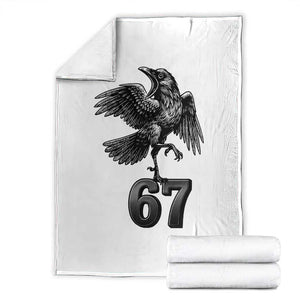 Funny Raven Brainrot Six Seven Meme Gift Throw Blanket TS12 White Print Your Wear