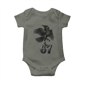 Funny Raven Brainrot Six Seven Meme Gift Baby Onesie TS12 Military Green Print Your Wear