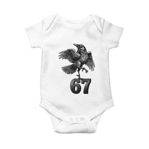 Funny Raven Brainrot Six Seven Meme Gift Baby Onesie TS12 White Print Your Wear