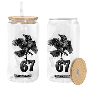 Funny Raven Brainrot Six Seven Meme Gift Glass Can TS12 Print Your Wear