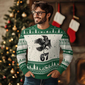 Funny Raven Brainrot Six Seven Meme Gift Ugly Christmas Sweater TS12 Beige Green Print Your Wear