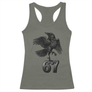 Funny Raven Brainrot Six Seven Meme Gift Racerback Tank Top TS12 Military Green Print Your Wear