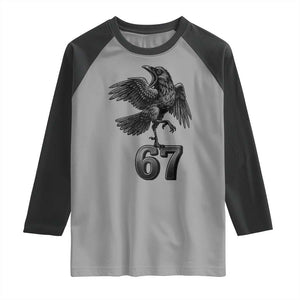 Funny Raven Brainrot Six Seven Meme Gift Raglan Shirt TS12 Sport Gray Black Print Your Wear