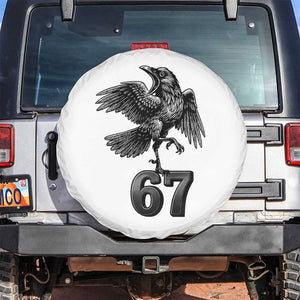 Funny Raven Brainrot Six Seven Meme Gift Spare Tire Cover TS12 No hole White Print Your Wear
