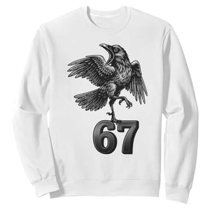 Funny Raven Brainrot Six Seven Meme Gift Sweatshirt TS12 White Print Your Wear