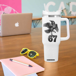 Funny Raven Brainrot Six Seven Meme Gift Tumbler With Handle TS12 Print Your Wear