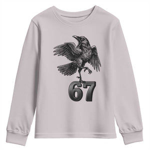 Funny Raven Brainrot Six Seven Meme Gift Youth Sweatshirt TS12 Ice Gray Print Your Wear