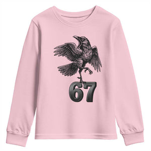 Funny Raven Brainrot Six Seven Meme Gift Youth Sweatshirt TS12 Light Pink Print Your Wear