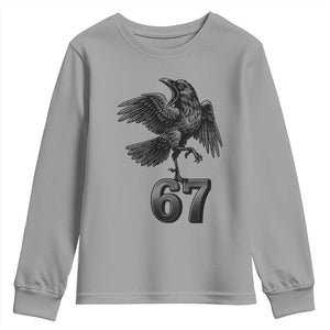 Funny Raven Brainrot Six Seven Meme Gift Youth Sweatshirt TS12 Sport Gray Print Your Wear
