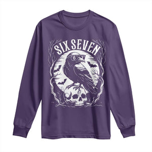 Gothic Raven Brainrot Six Seven Long Sleeve Shirt Gen Z Alpha Gift TS12 Purple Print Your Wear