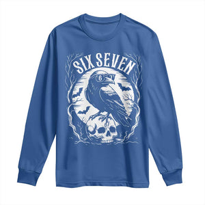 Gothic Raven Brainrot Six Seven Long Sleeve Shirt Gen Z Alpha Gift TS12 Royal Blue Print Your Wear