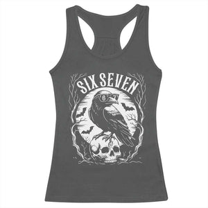 Gothic Raven Brainrot Six Seven Racerback Tank Top Gen Z Alpha Gift TS12 Dark Heather Print Your Wear