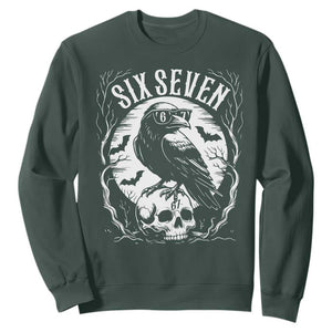 Gothic Raven Brainrot Six Seven Sweatshirt Gen Z Alpha Gift TS12 Dark Forest Green Print Your Wear