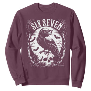 Gothic Raven Brainrot Six Seven Sweatshirt Gen Z Alpha Gift TS12 Maroon Print Your Wear