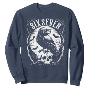 Gothic Raven Brainrot Six Seven Sweatshirt Gen Z Alpha Gift TS12 Navy Print Your Wear