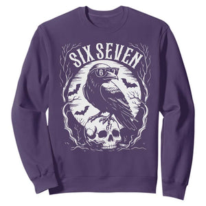 Gothic Raven Brainrot Six Seven Sweatshirt Gen Z Alpha Gift TS12 Purple Print Your Wear