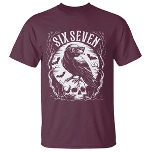 Gothic Raven Brainrot Six Seven T Shirt Gen Z Alpha Gift TS12 Maroon Print Your Wear