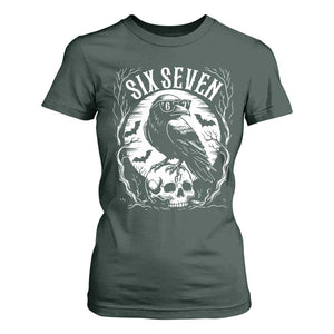 Gothic Raven Brainrot Six Seven T Shirt For Women Gen Z Alpha Gift TS12 Dark Forest Green Print Your Wear