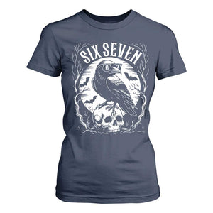 Gothic Raven Brainrot Six Seven T Shirt For Women Gen Z Alpha Gift TS12 Navy Print Your Wear